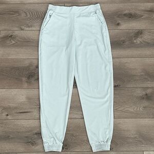 Athleta 27" Brooklyn Textured Green Pinstripe High Rise Jogger Ankle Pants‎ Sz 4